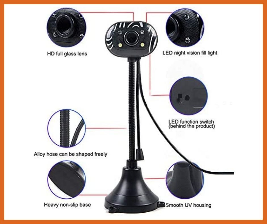 Web Camera with Mic Webcam with Mic Versatile Computer Video Camera Web Desktop Stand HD Teaching Plug & Play USB Webcam Built-in Microphone. 