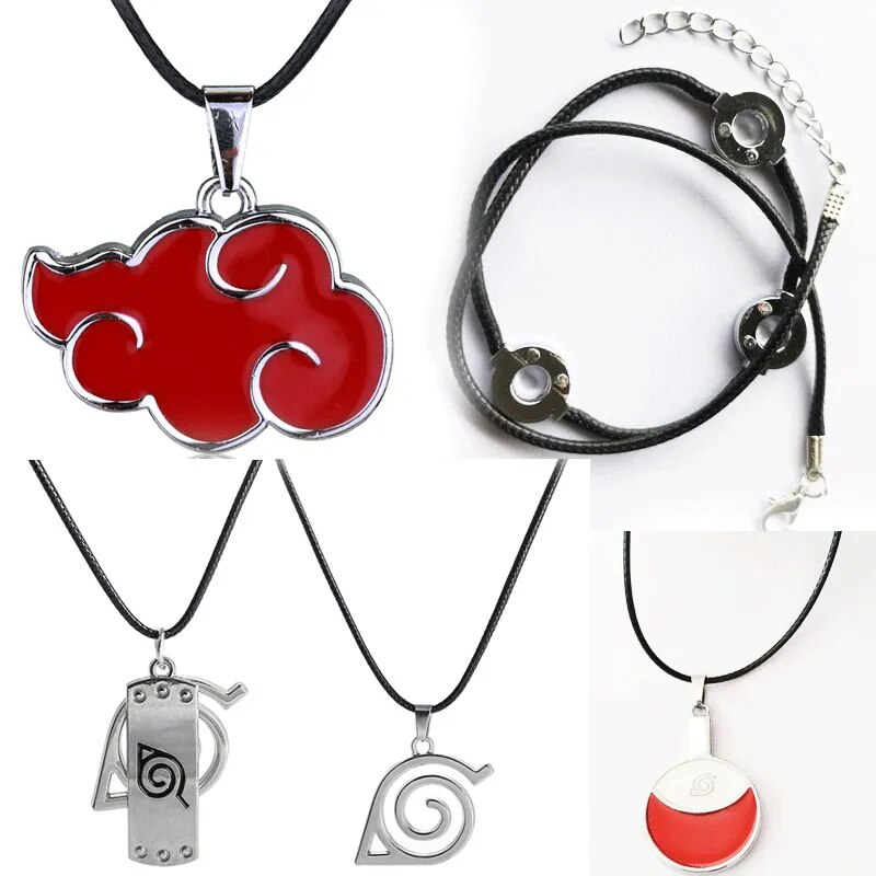 Anime Naruto akatsuki Cosplay Necklace Uchiha Sasuke Gaara prop Accessories Village of Kino Hagakure Sign Jewelry Props Action Figures