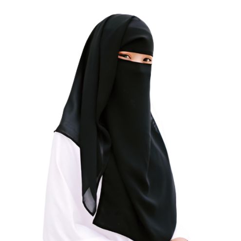 Women and girls Hijab black color Double Layer Niqab Veil Face Cover Scarf Shawl