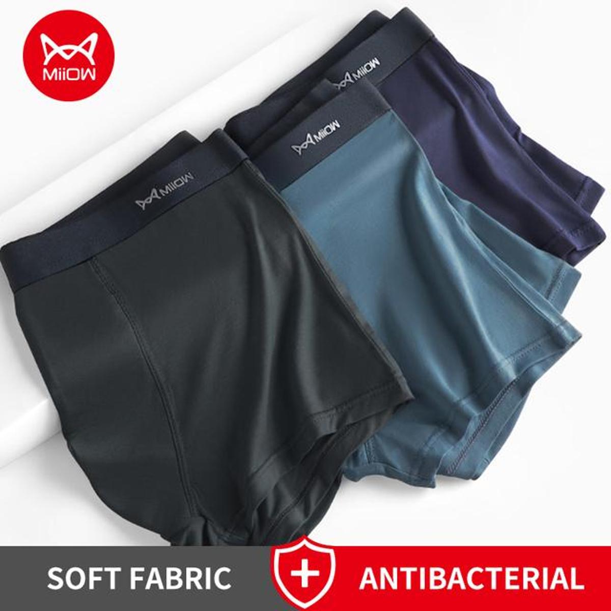 Miiow 3Pcs Cotton Chinese Style Men's  ShortsAcid  Crotch   Shorts L-5XL