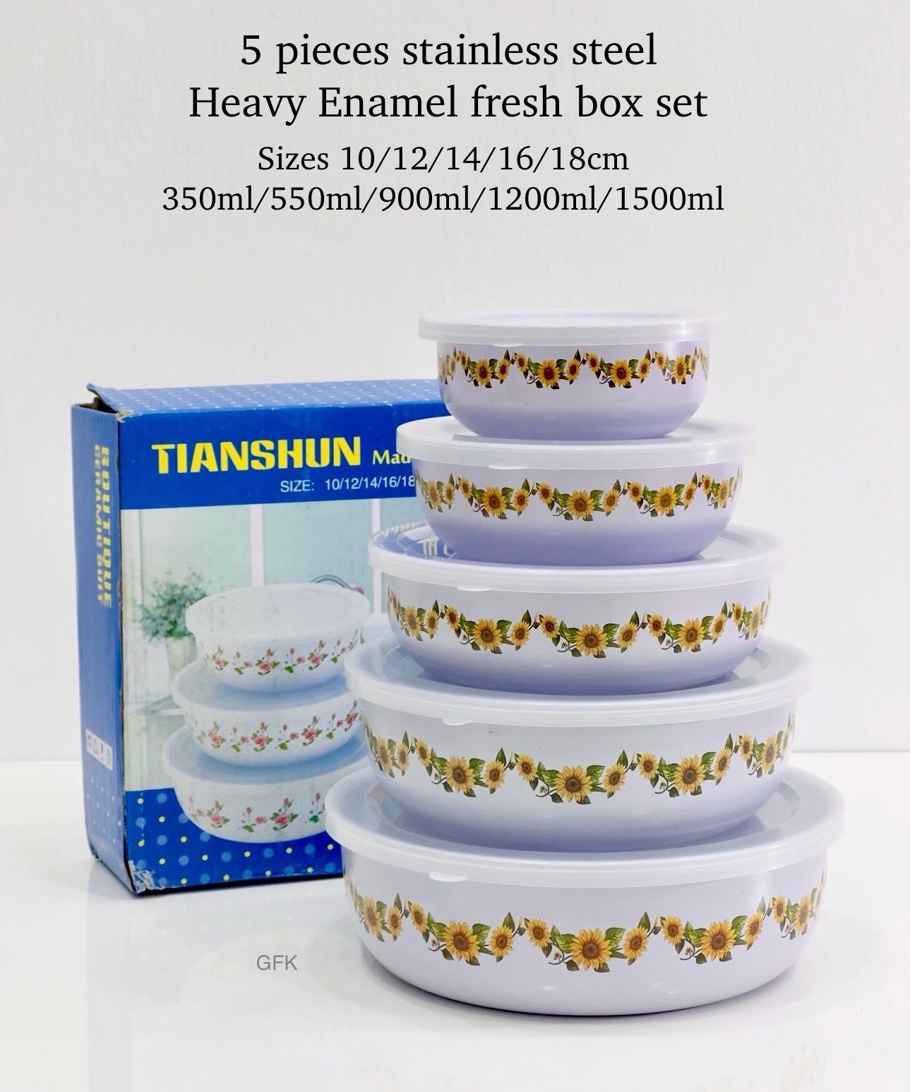 Enamelware Storage Bowl Set /Food Container 5pcs. 