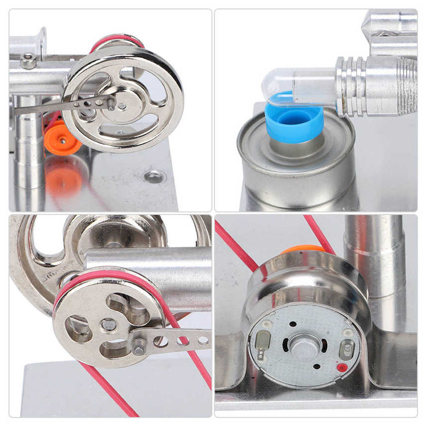 Mini Power Generator Stirling Engine Teaching Model Fan Miniature Hot Air for Physics Lab. 