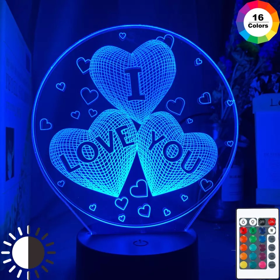 New I LOVE YOU 3D Lamp Creative 3 Colors Night Lights Novelty Illusion Night Lamp Illusion Table Lamp For Home Decorative Light. 