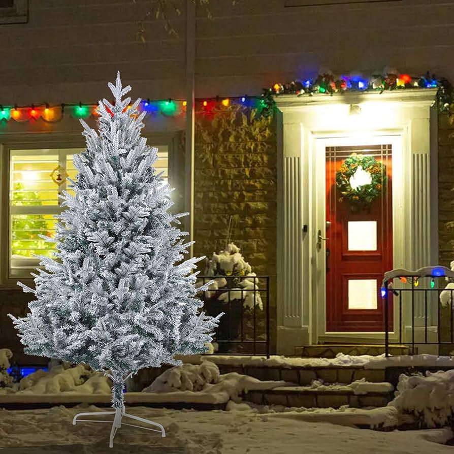 Christmas Tree (Green / White) - 2 Ft, 3 Ft, 4 Ft, 5 Ft, 6 Ft, 7 Ft, 8 Ft, 9 Feet - Christmas Decorations Xmas Celebration by ZinZen ( Standard / Bush Tree). 