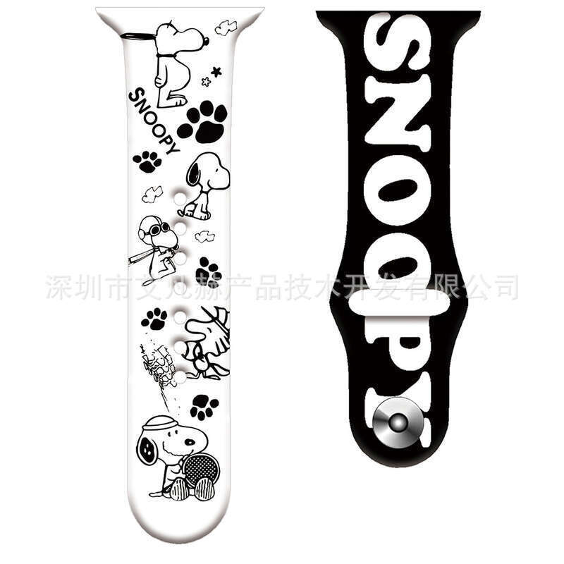 Cartoon animated Snoopy Garfield pattern silicone suitable for Watch strap Apple iWatch 7. 