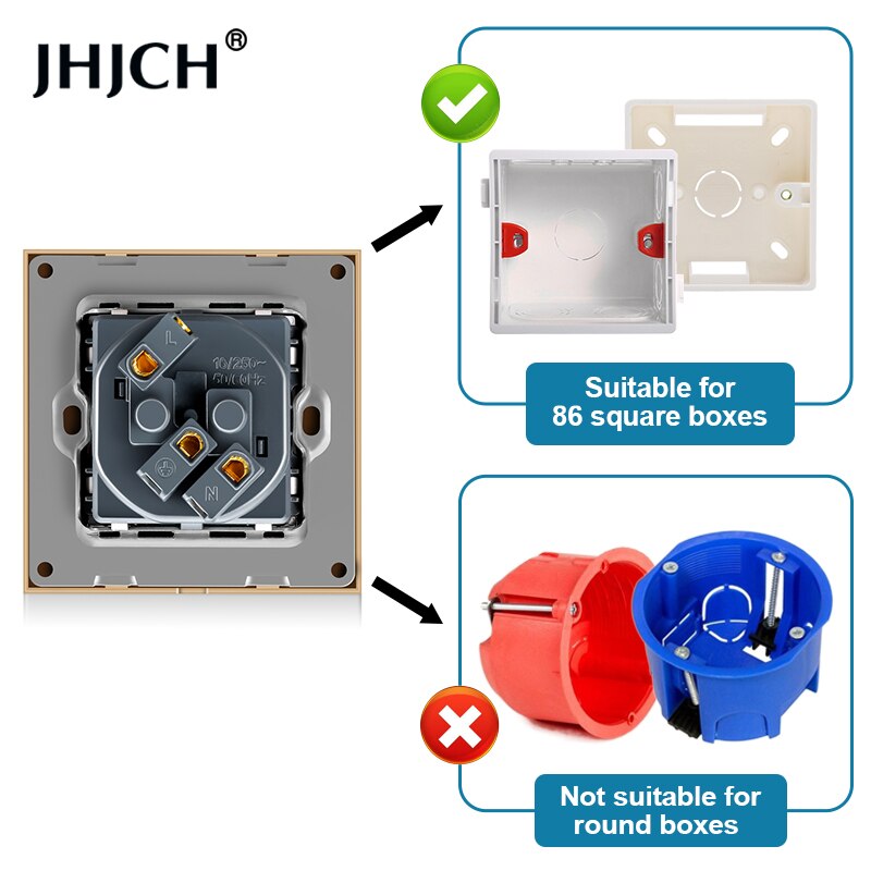 JHJCH French standard plug, French power 16a 220V grounding socket, child protection. 