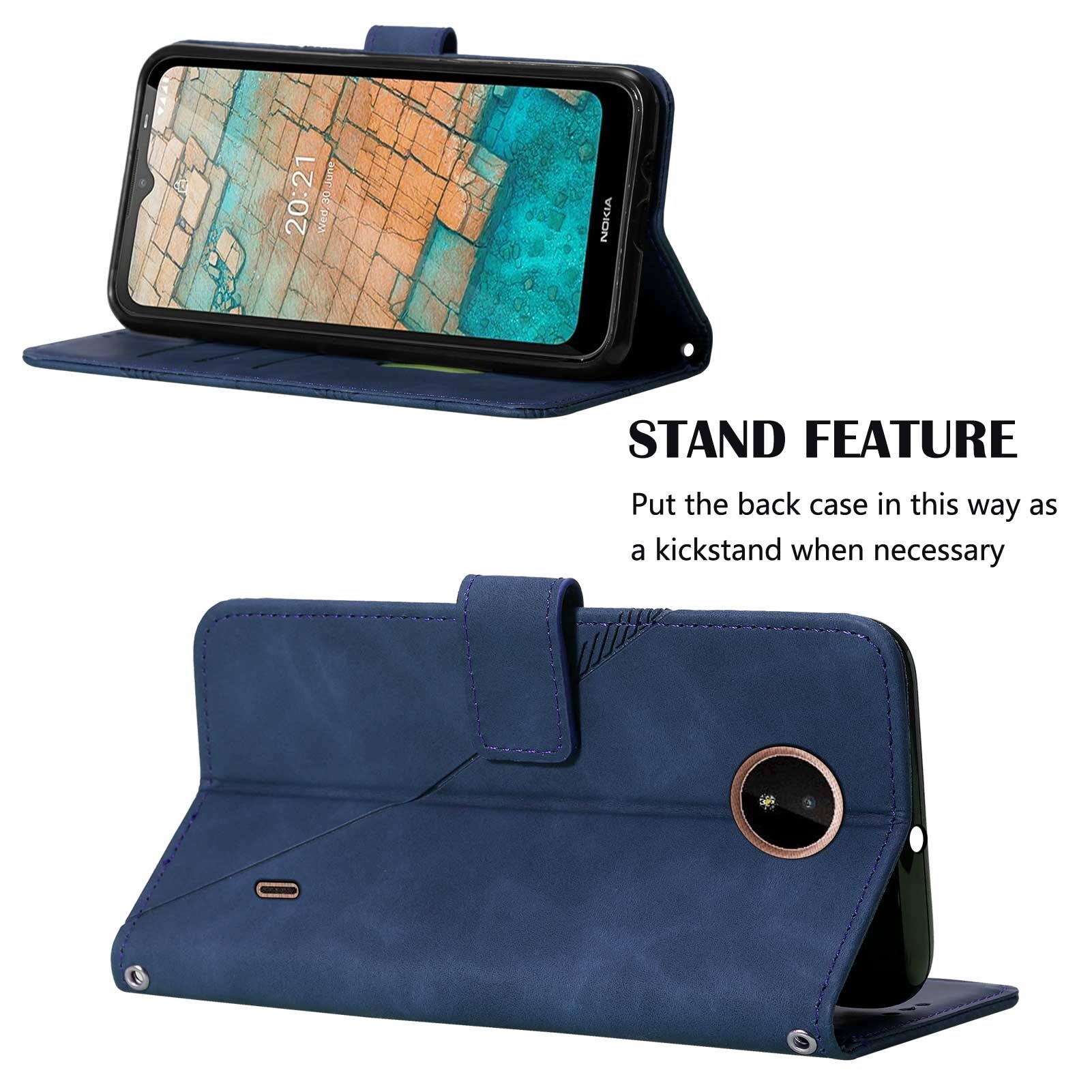 lthmy for Nokia C20 case slim Embossed PU Leather Flip Stand Wallet Card Slots Cover. 