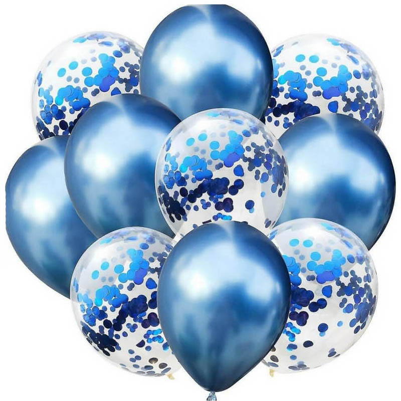 10 Pcs Balloon Set with Confetti, Chrome Balloons Wedding Birthday Anniversary Party Decoration. 