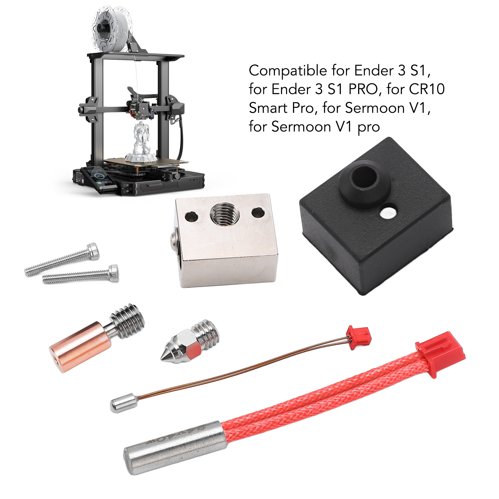 3D Printer Heating Block, 24V 40W Sturdy 3D Printer Hotend for Replacement. 