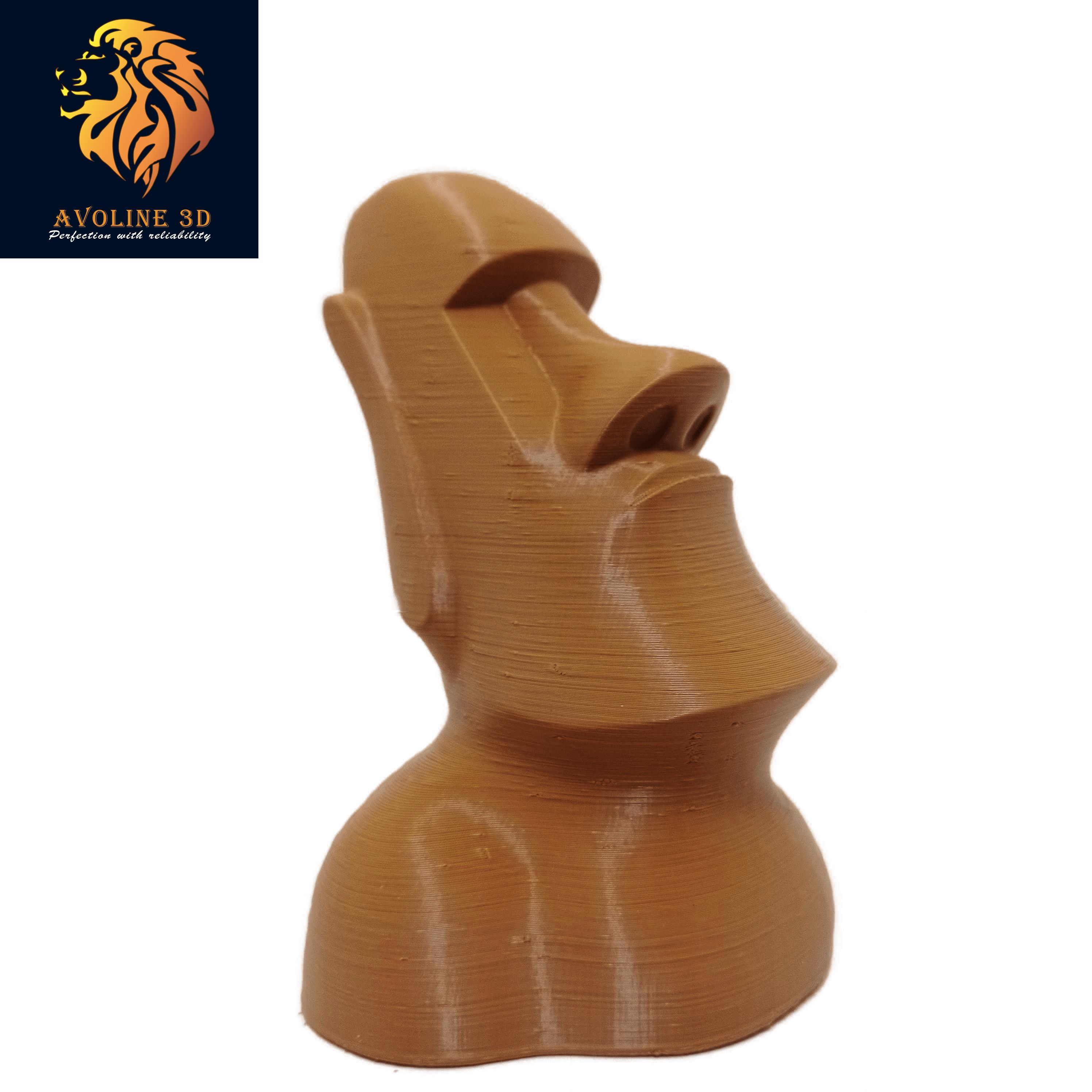 3D Printed Moai Statue - Silver Color - PLA - 120mm Height. 