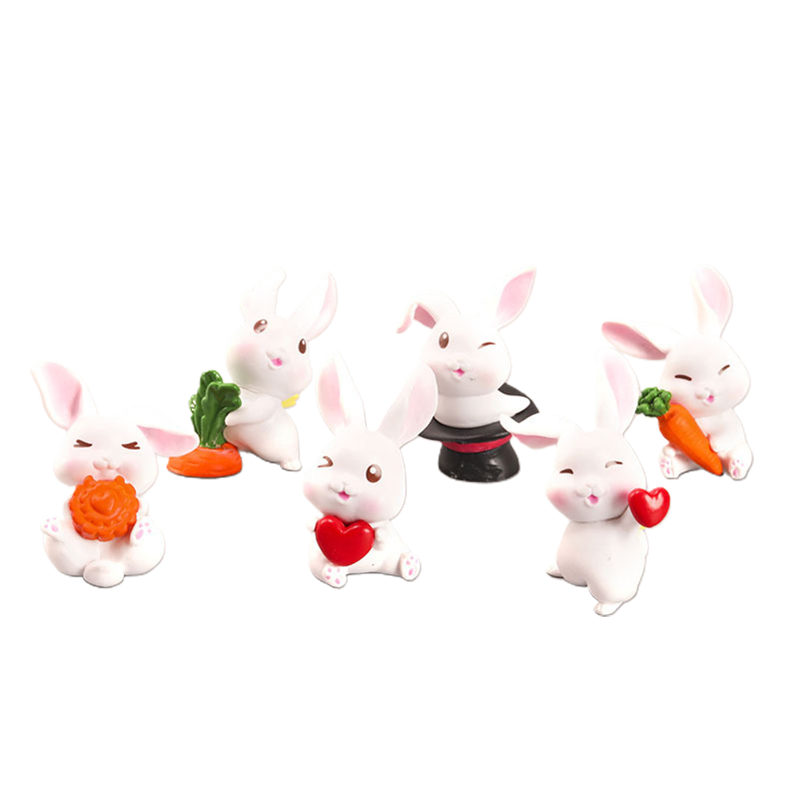 6pcs Rabbit Garden Ornament Mini Bunny Figurines, Miniature Kids Toys ...