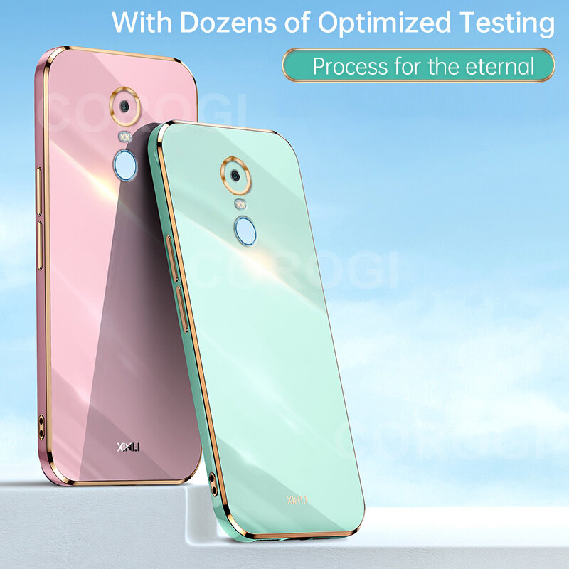 For Xiaomi Redmi 5 Plus Back Cover Luxury 6D Plating Square Frame Shiny Case Camera Lens Protection Soft Silicone Mobile Phone Cases. 