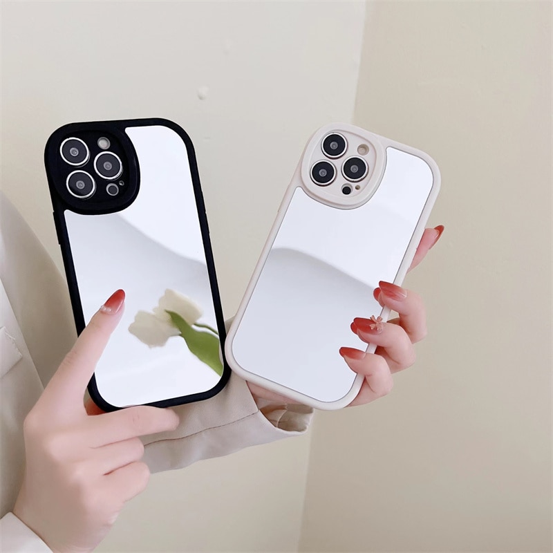 【ThinkWay】Fashion Mirror Phone Case For iPhone 13 12 11 Pro XS Max XR Makeup Mirror Back Cover For iPhone SE 7 8 Plus Protector Case. 