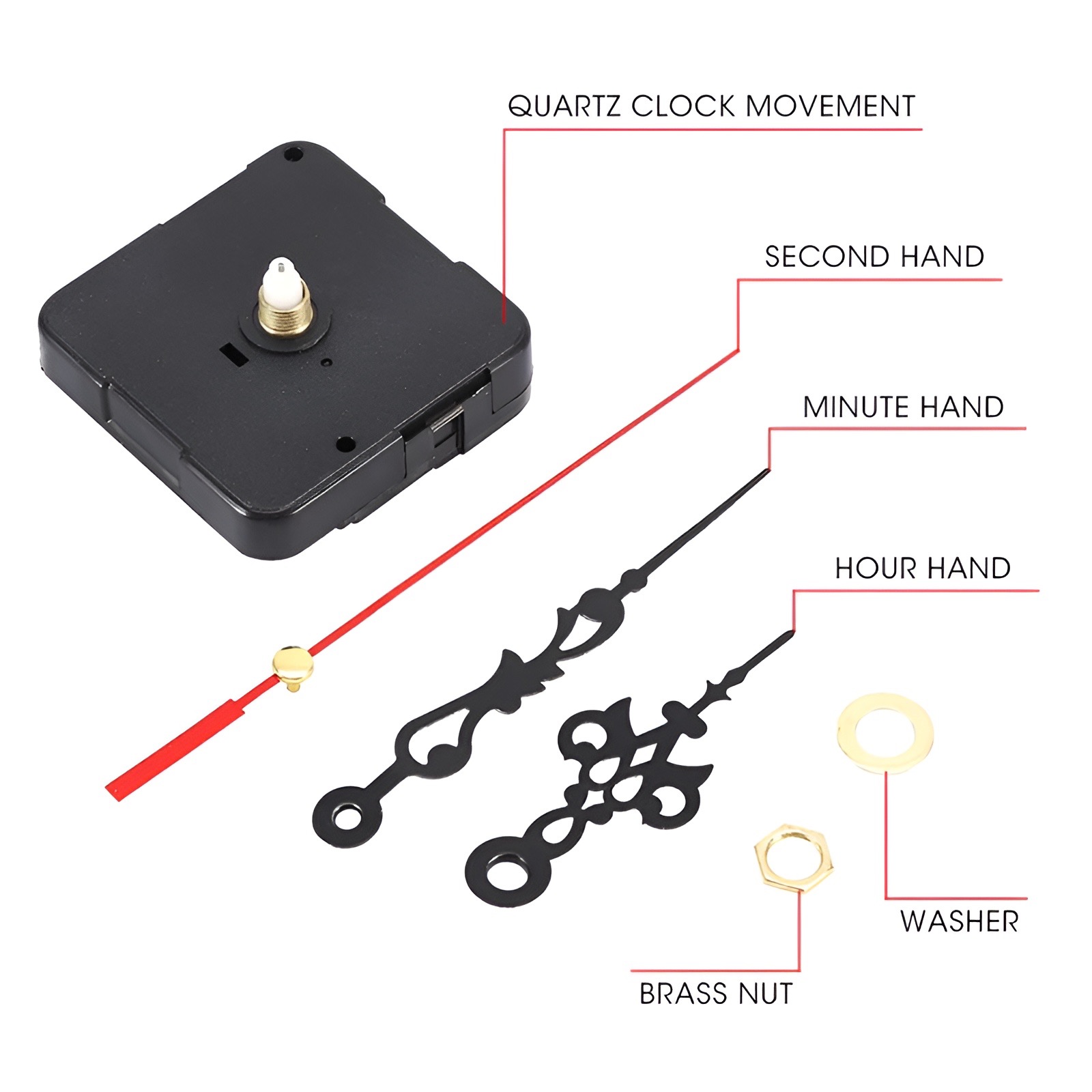 Wall Clock Quartz Movement Mechanism DIY Replacement Parts for Clock Repair and Customization. 