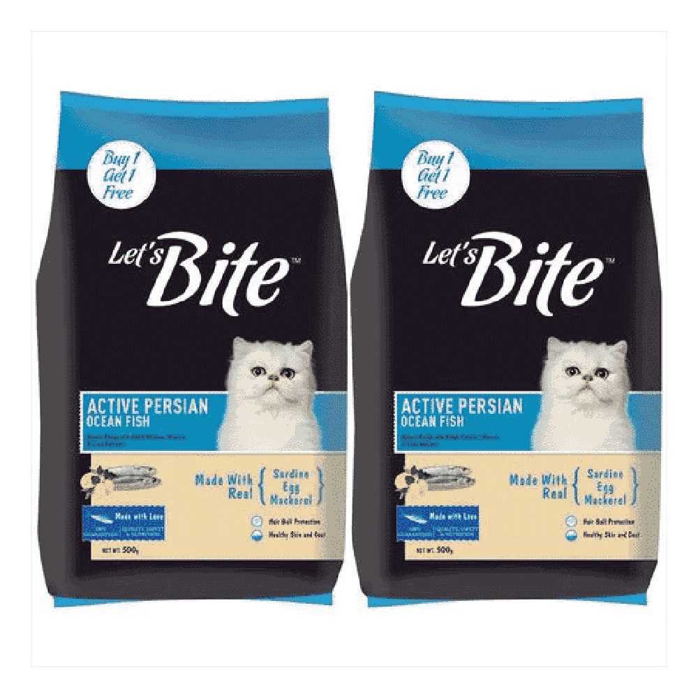 Let's Bite Active Persian (+1 Year) Dry Cat Food, Ocean Fish, 400g (2 PACKS) (800g)