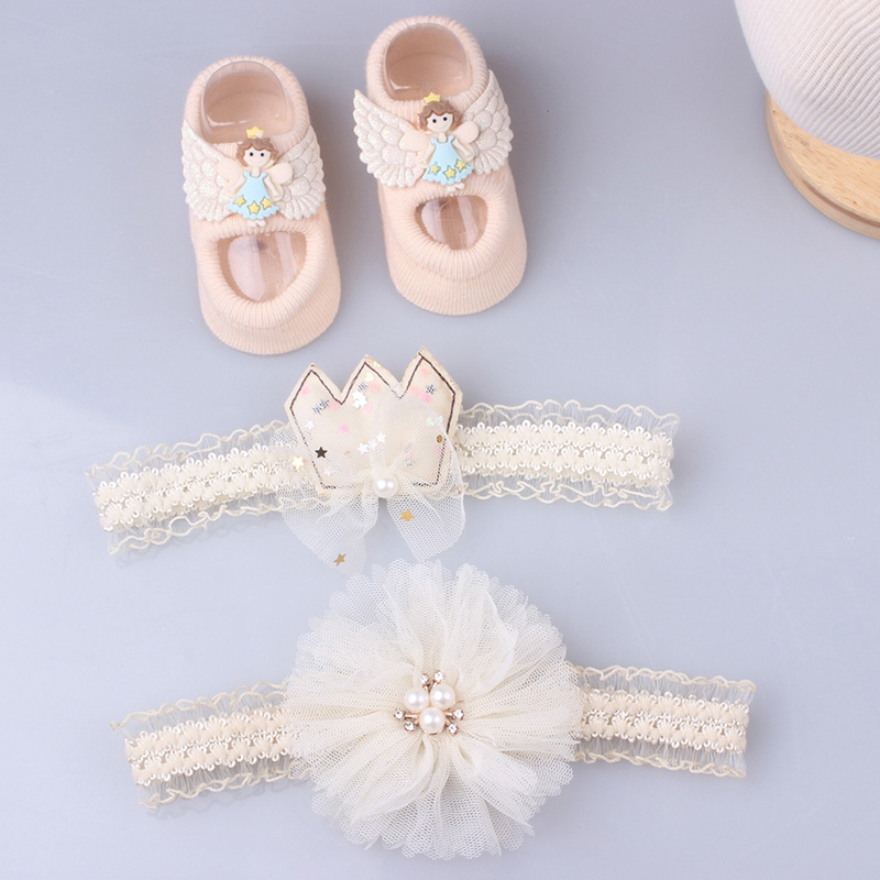I Love Daddy&Mummy 3Pcs/Set Baby Girl Headband Socks Set Lace Flower Bows Newborn Hair Bands Headbands For Girls Turban Baby Hair Accessories. 