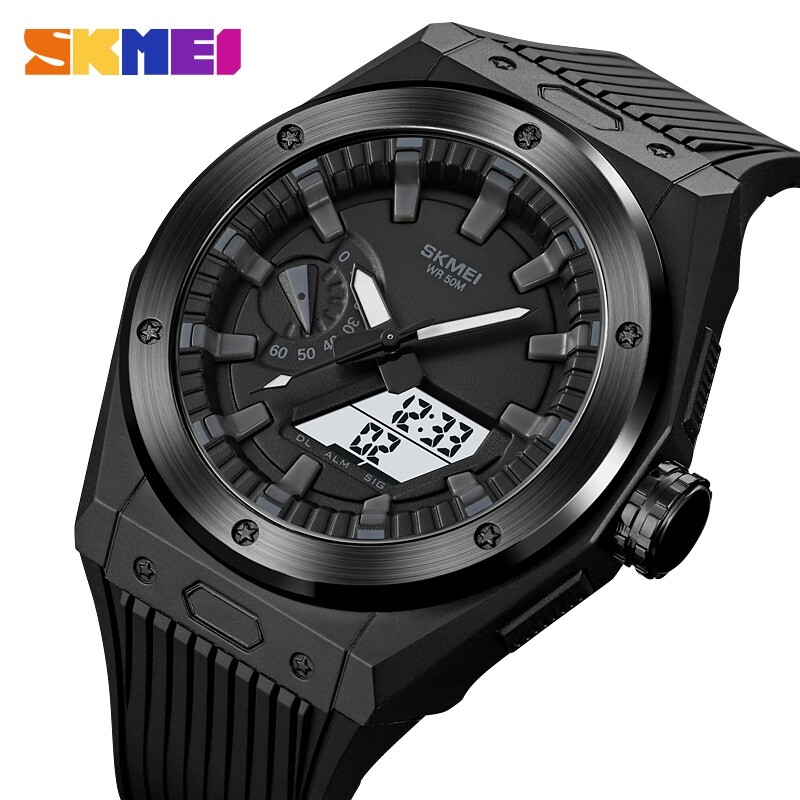 SKMEI Men Electronic Watch Dual Display Watch 50m Waterproof Multifunctional Watch Fashion Business Style For Men 2103. 