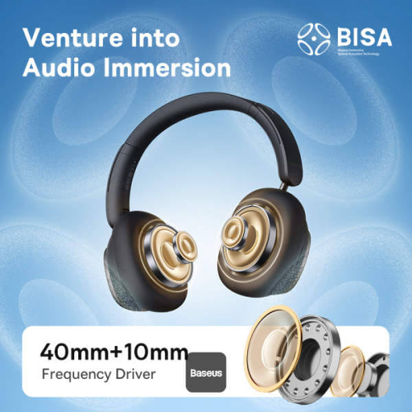 Baseus H1 Pro Wireless Headphone Hybrid -48dB Active Noise Cancellation Bluetooth Headset Hi-Res Certified LHDC Code Earphone. 