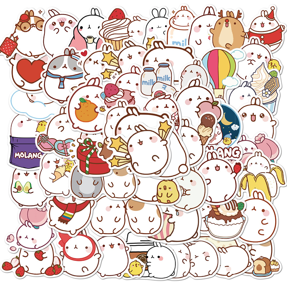 20/40pcs Molang Stickers White Rabbit Hare Stickers for Laptop Scrapbook Journal Kids Girls Boys Stickers