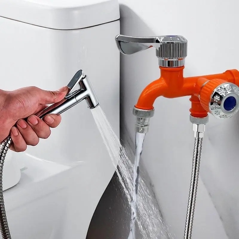 Double Outlet Washing Machine Faucet/Dual Control Water Tap Garden Kitchen Faucets. 