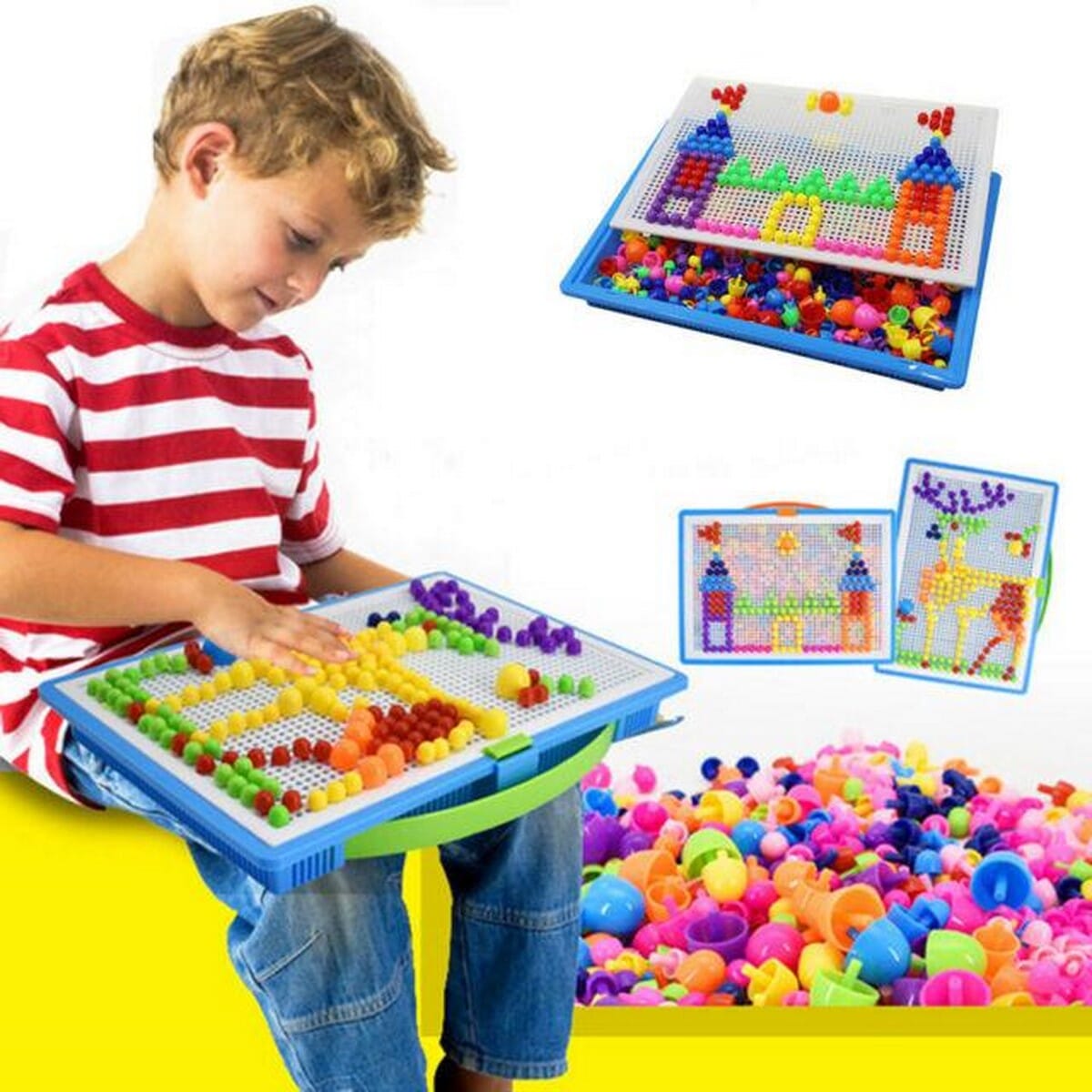 New Children Puzzle Peg Board With 296 Pegs For Kids Early Educational Toys  DIY Gift