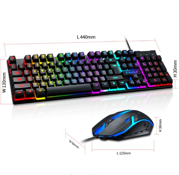 T-Wolf Tf200 Mechanical Feel RGB Gaming keyboard and Mouse Combo - High Quality Backlight LED  Gaming Keyboard Usb Ergon. 