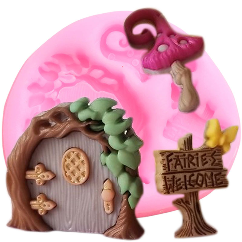 Fairy Garden Gnome Home Door Window Silicone Molds Flower Leaf Mushroom Fondant Cake Decorating Cupcake Candy Chocolate Mould. 