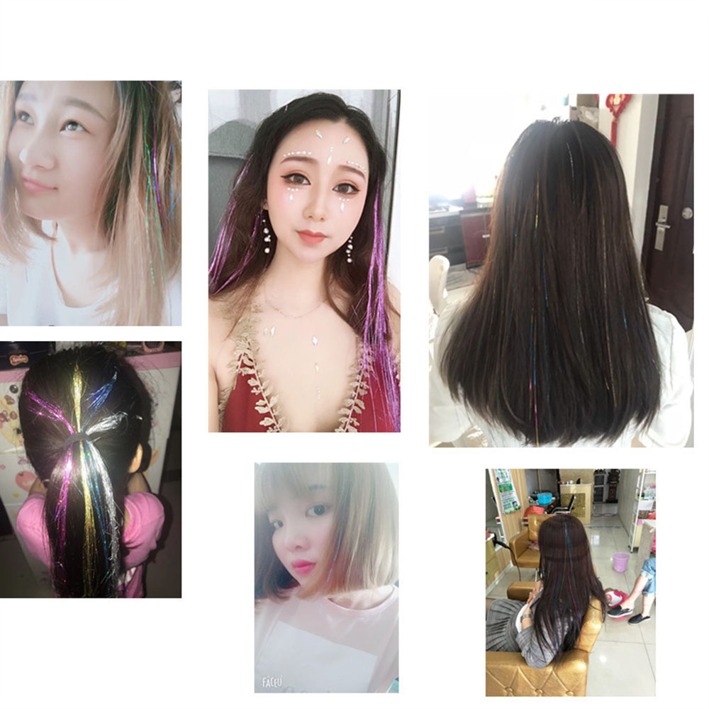 16 Colors Hair Tinsel Hair Dazzle Glitter Extensions Sparkling Shiny Hair Flairs Extensions Silk Fairy Hair Decoration. 