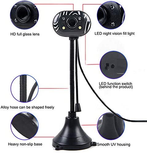 Webcam HD Camera With Microphone 480P USB Plug and Play For PC Laptop High Flexibility Streaming Online Class Digital Web Camera With Mic. 