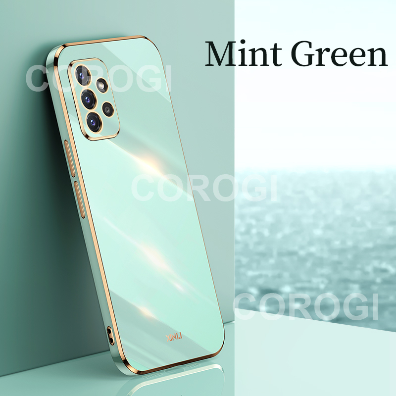 For Samsung Galaxy A32 4G Back Cover Fashion Shiny Plating Square Bumper Camera Protection Case Soft Silicone Shockproof Protective Mobile Phone Cases