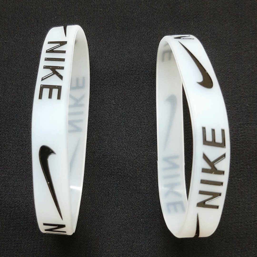 White Luminous Type Free Size Stretchable Silicone Nike Wristband Bracelet For Men Events Party Sports & Daily Wear. 