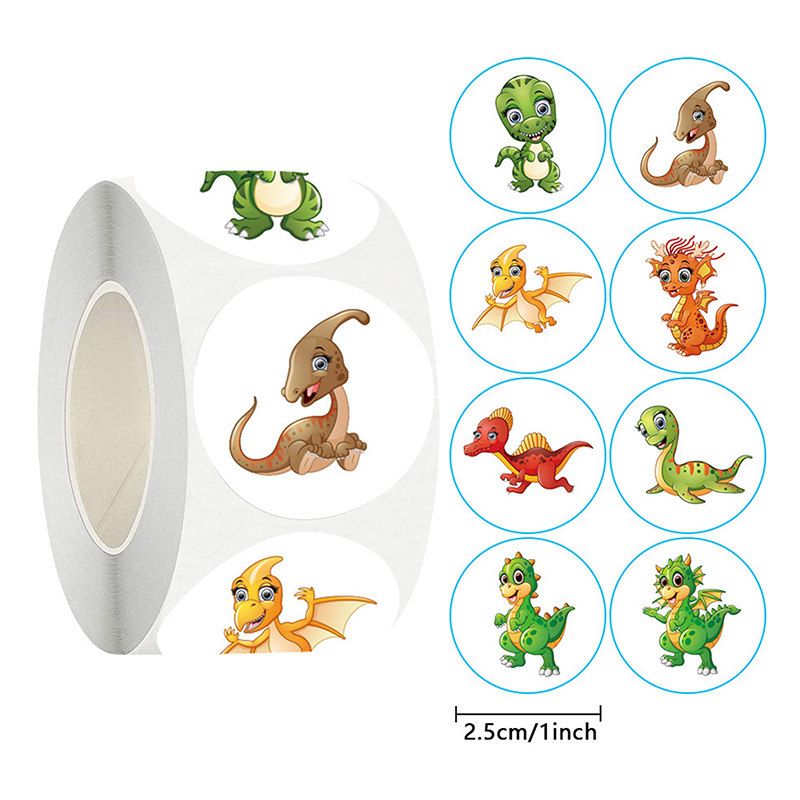 500Pcs/Roll Cute Dinosaur Pattern Reward Encouragement Sticker Roll For Kids GJCUTE. 