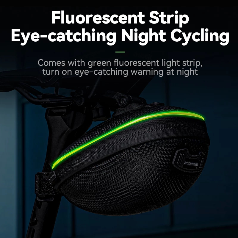 ROCKBROS Bike Bag with Light Double Warning EVA Hard Shell Bike Bag Seat Cycling Tail Rear Pouch Bag Bicycle Saddle. 