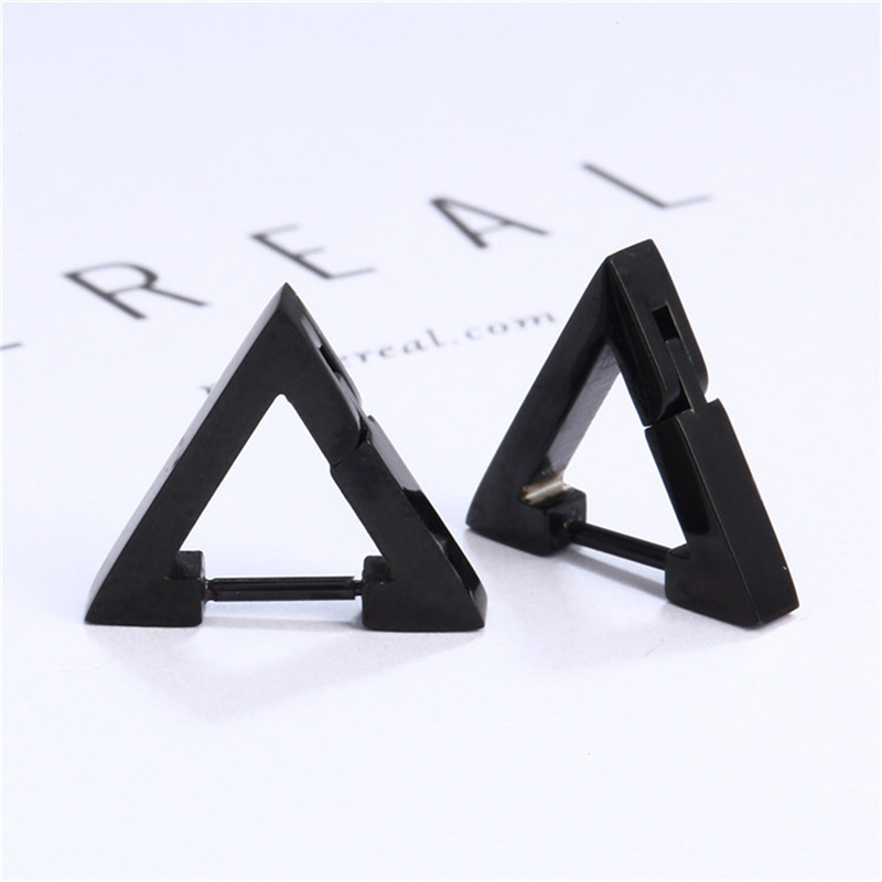 Triangle Earrings for Men Stud Earrings Titanium Steel Hoop Earrings Geometric Punk Hip Hop Personality Earrings Party Jewelry Gift. 