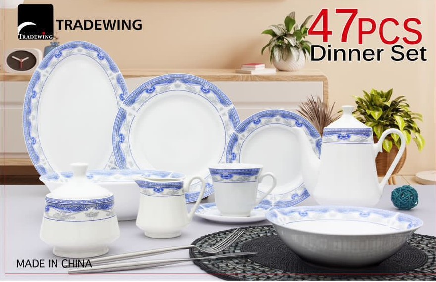 TRADEWING Glass Dinner Set Opal Glassware 47 Pcs Dining Set