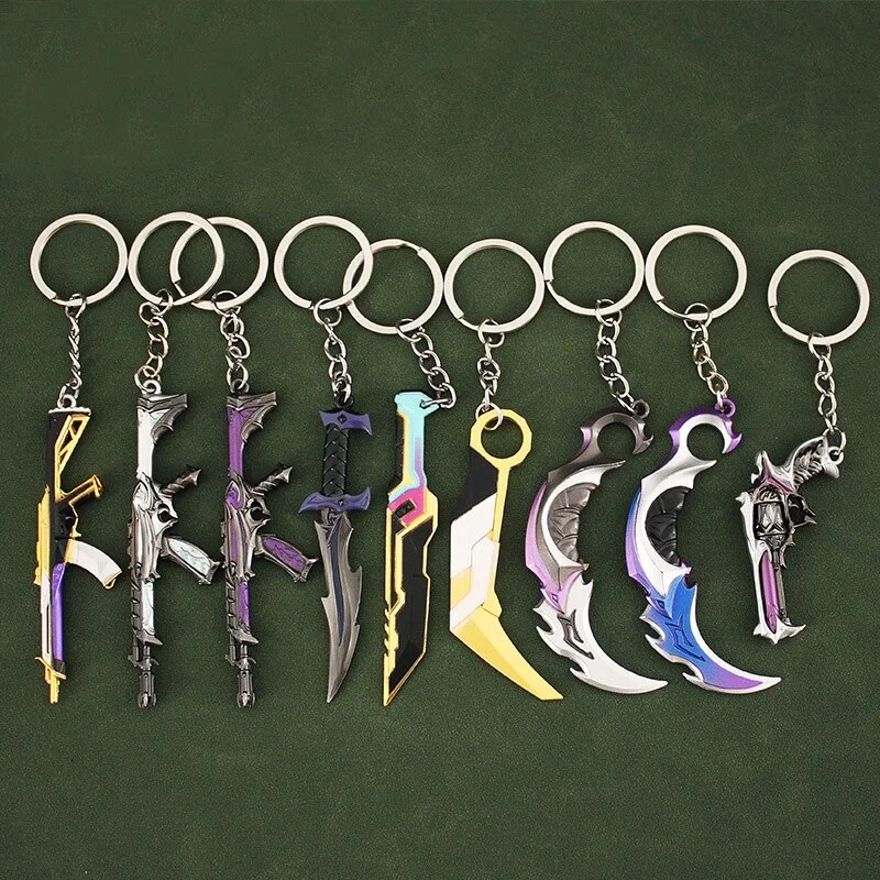 Valorant Melee Reaver 2.0 Karambit Keychain Game Peripheral M4 Samurai Model Metal Key Ring Pendant Jewelry Male Gift. 
