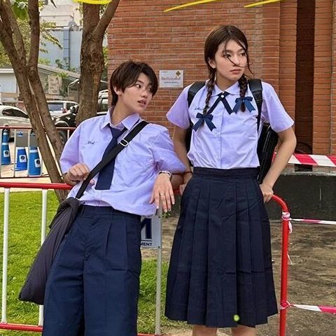 Thailand Thai School Uniform Short-Sleeved Shirt for Women jk Uniform College Style High School Student Summer Sports Meeting Graduation Business Attire. 