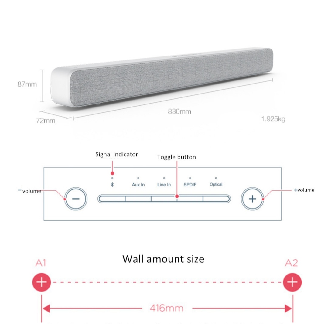 Xiaomi Mi TV Sound Bar TV Stereo Speaker With 8 Sound Units For Home Television Mi SoundBar White/Black. 