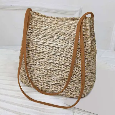 Metallic on sale straw bag