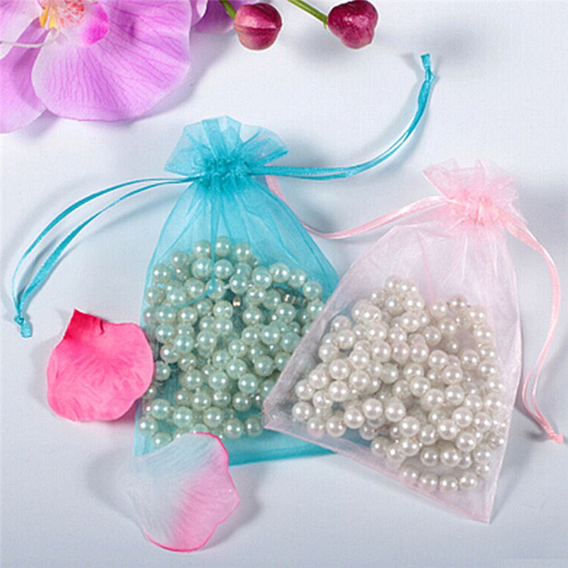 50pc Organza Gift Bags Jewelry Candy Bag Wedding Favors Bags Mesh Gift Pouches. 