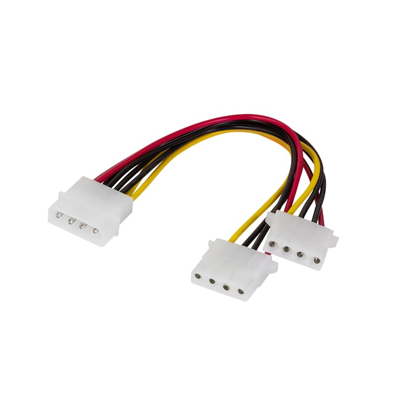 Pc Power Supply Y Power Cable Internal Molex 1x 4 Pin Male To 2x Molex