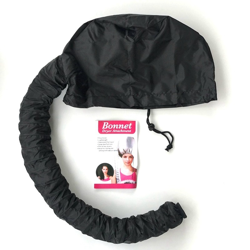 Black Hair Perm Portable Soft Hair Drying Cap Bonnet Hood Hat Blow Dryer Attachment Dry Hair Cap. 