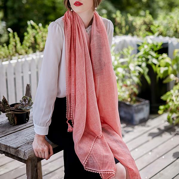 pink linen scarf