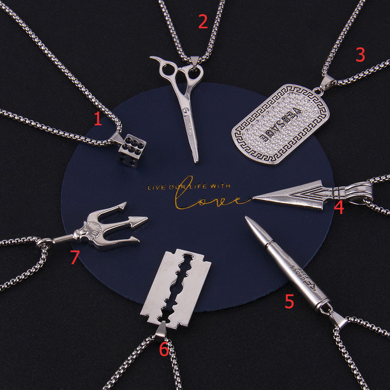 BAC Men's Necklace Hip Hop Punk Trident Pendant. 