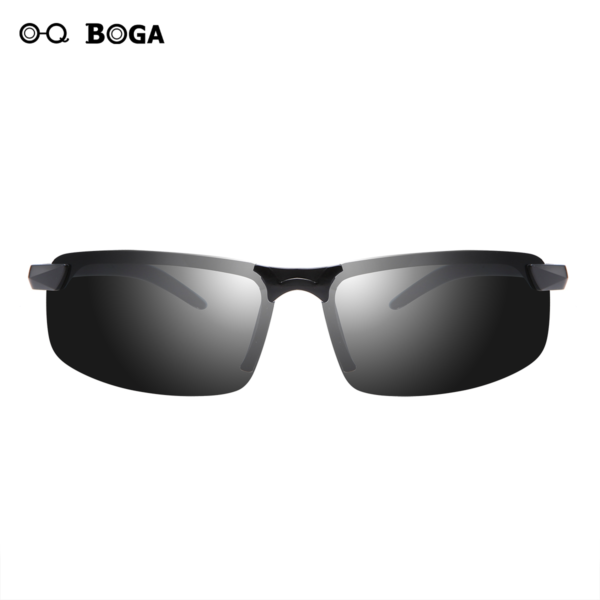 OQ BOGA 1 Piece Unisex Outdoor Anti-UV Black Oval Frame Sunglasses Men Women Eye Protection Half Rim Sun Glasses UV400. 