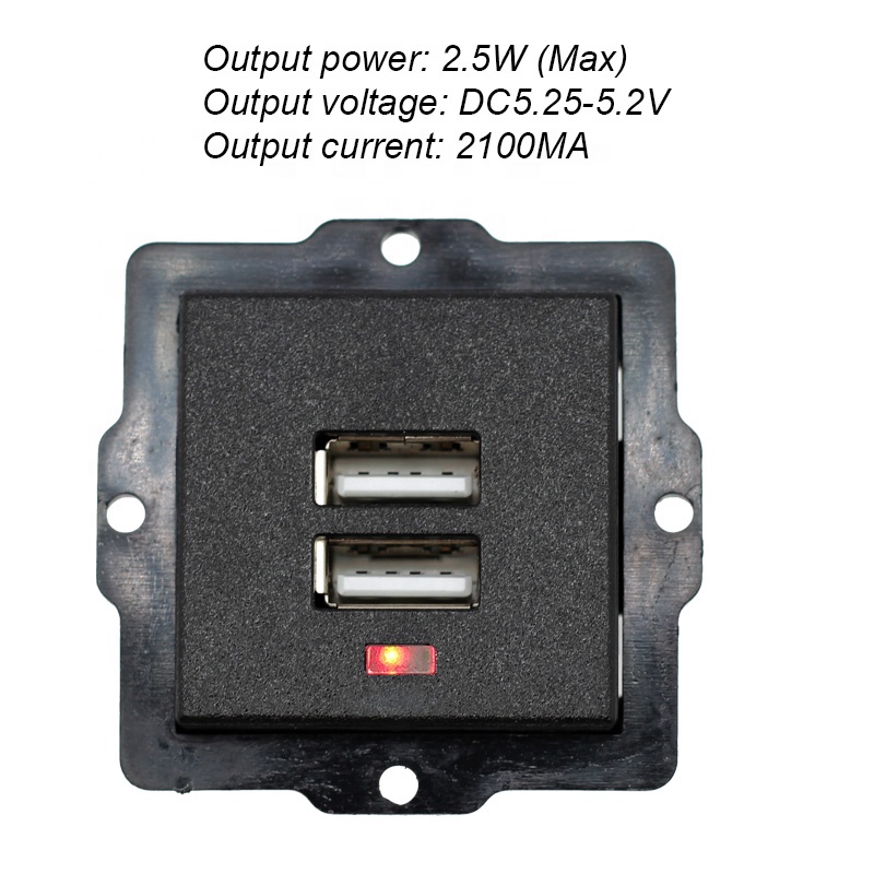 Usb Ac Power Socket Embedded Desk Receptacle Dc Charging Power Panel Module Outlet 5v 220v With Led Indicator. 