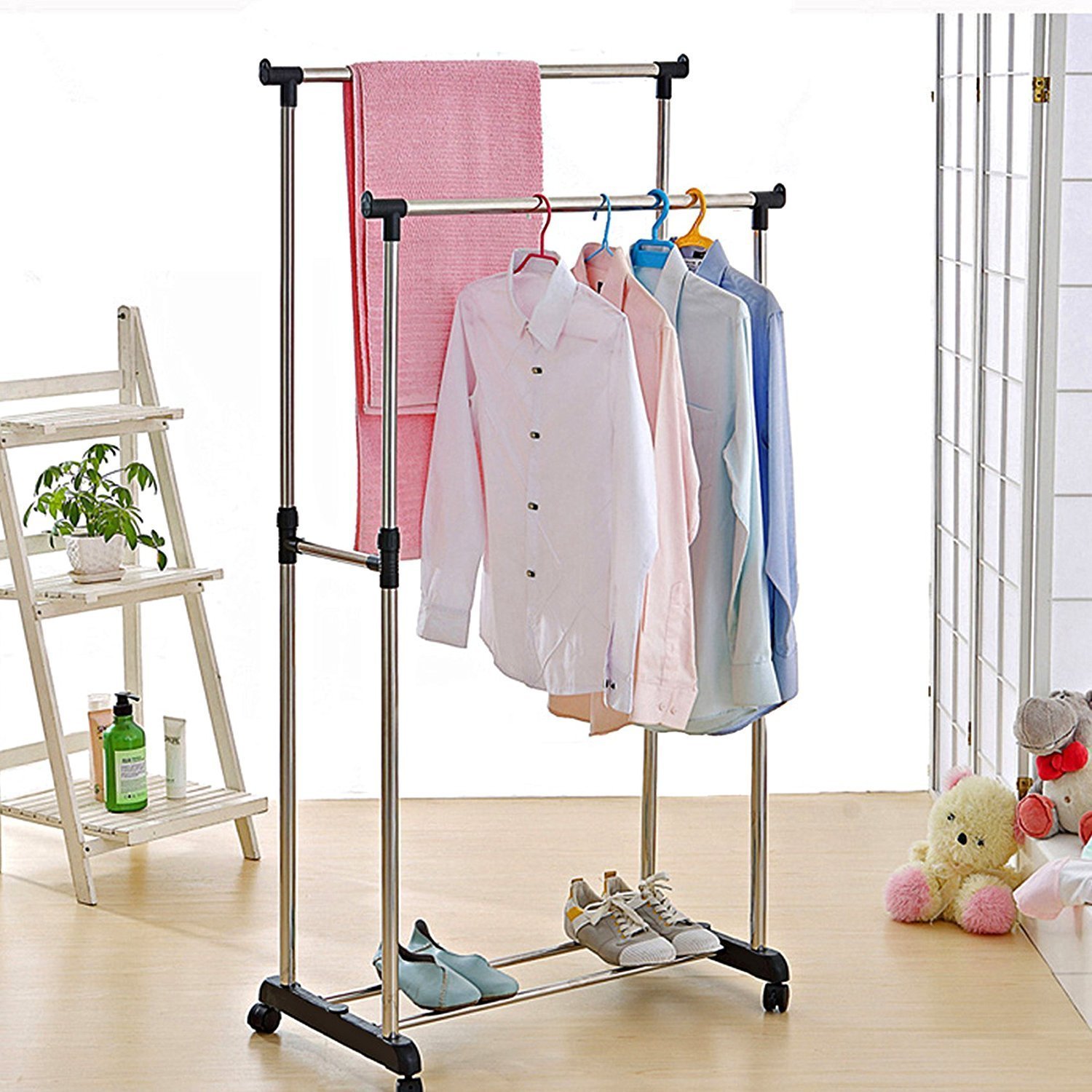 small electric heated towel rail for cloakroom