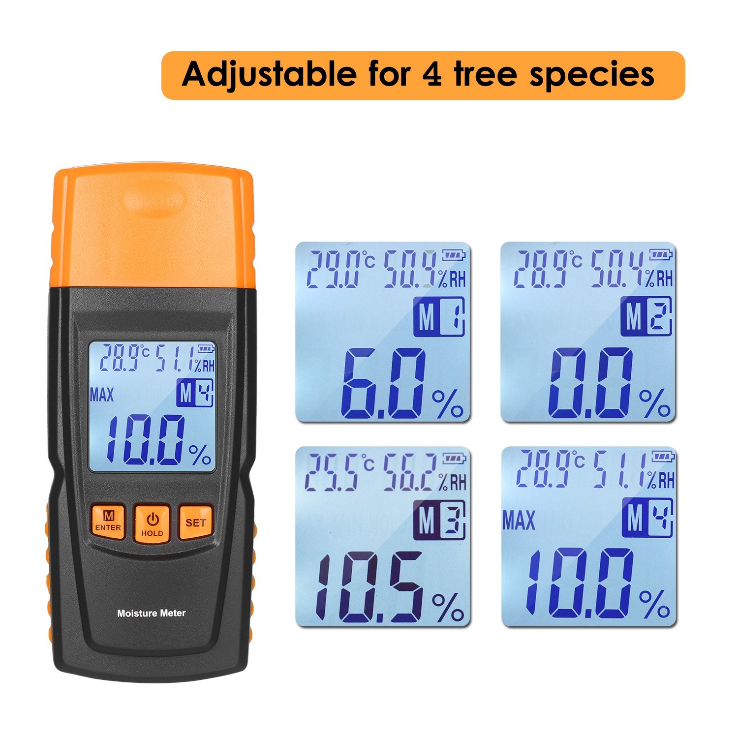 Generic KKmoon 3in1 Digital Wood Moisture Meter Firewood Water Content Analyzer black Rs