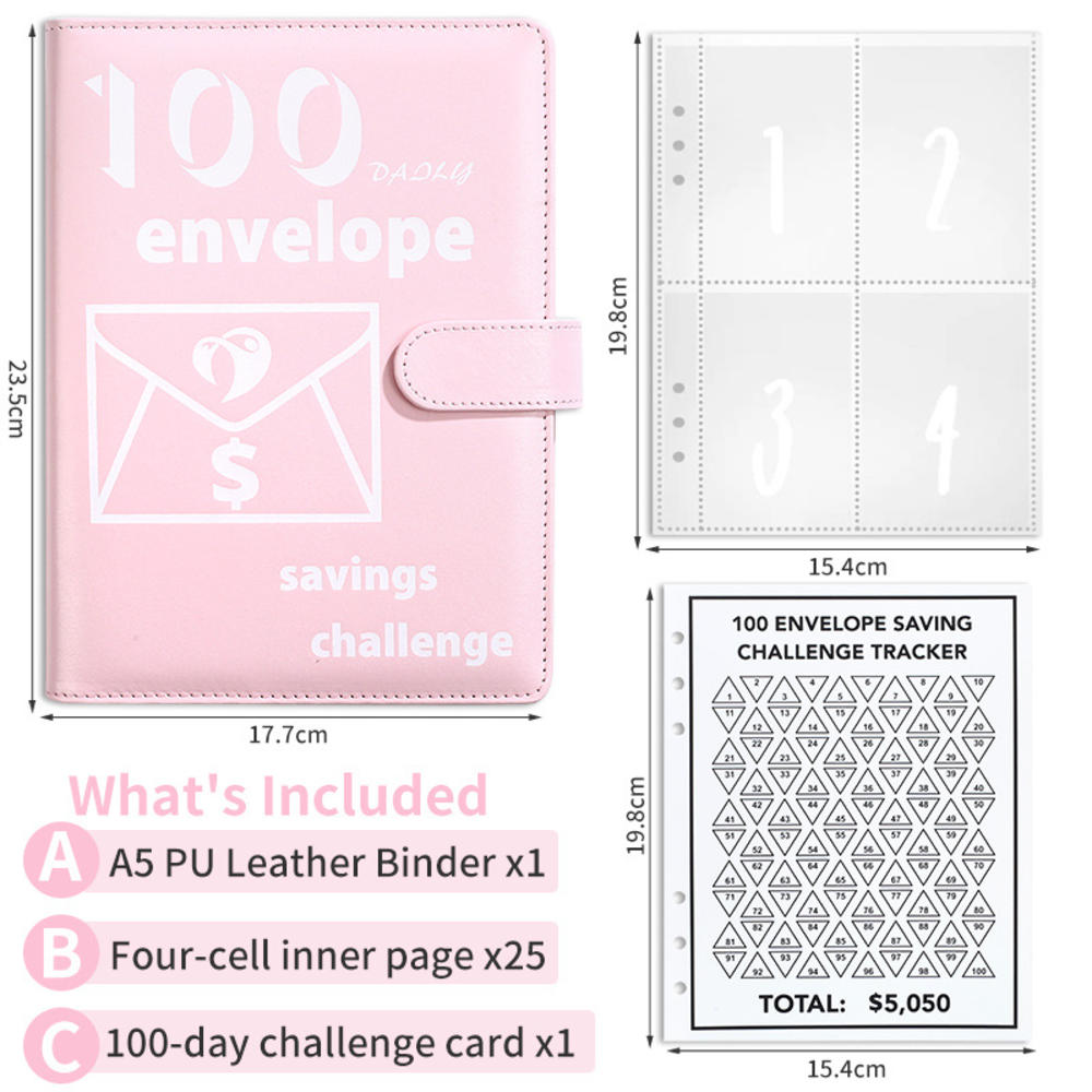 100 Envelope Challenge Envelope Challenge Binder 100 Envelope Challenge Budget Binder Money-saving Binder Financial Goals Binder. 