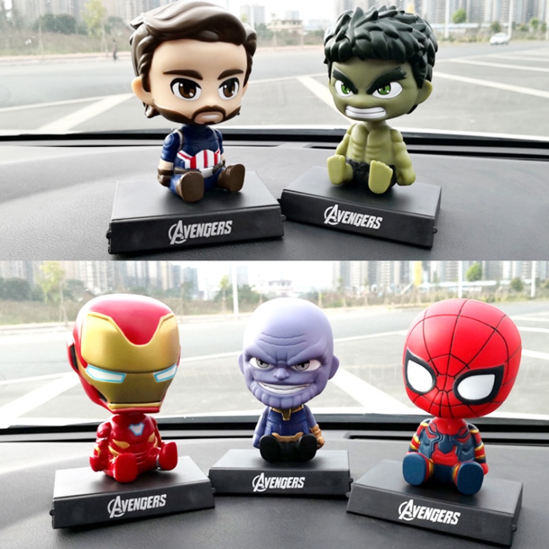 【Alizeker Mall】Superman Spider-Man The Hulk Thanos car accessories shake head hand model car interior accessories car ornament to. 